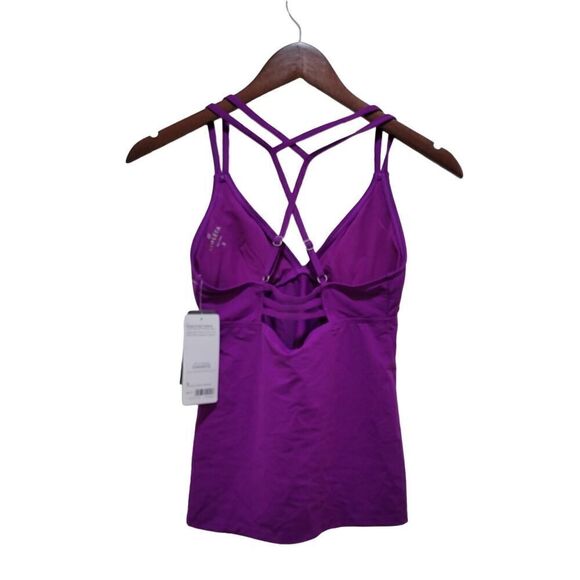 Athleta Cross Strap Tankini Swim Top Purple Summer Beachy QUICKDRI Padded Size S - Picture 3 of 6
